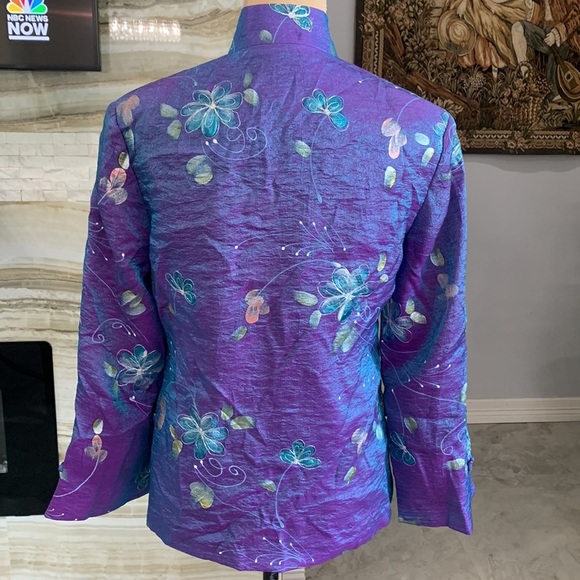 Elaine Collection Purple Silk Open Front Jacket. Size S (855) - Picture 4 of 9